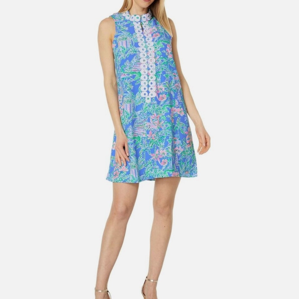 NWT Lilly Pulitzer Jane Shift Dress Boca Blue Beneath the Bougainvillea Sz 00